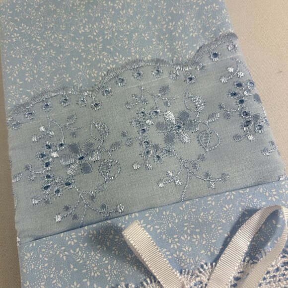 Dohler Embellished Hand Towel Lace Ribbon Pale Blue Decorative 19.5" X 12.5" - Picture 2 of 10